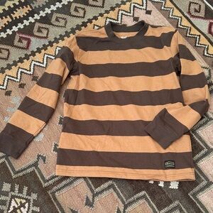 RVCA Brown and Tan Striped Long Sleeve Shirt